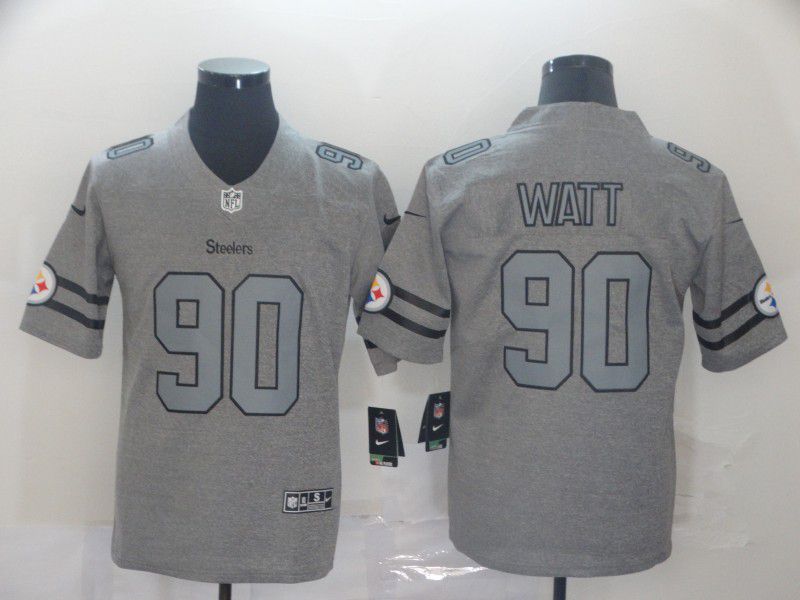 Men Pittsburgh Steelers #90 Watt Grey Retro Nike NFL Jerseys->minnesota vikings->NFL Jersey